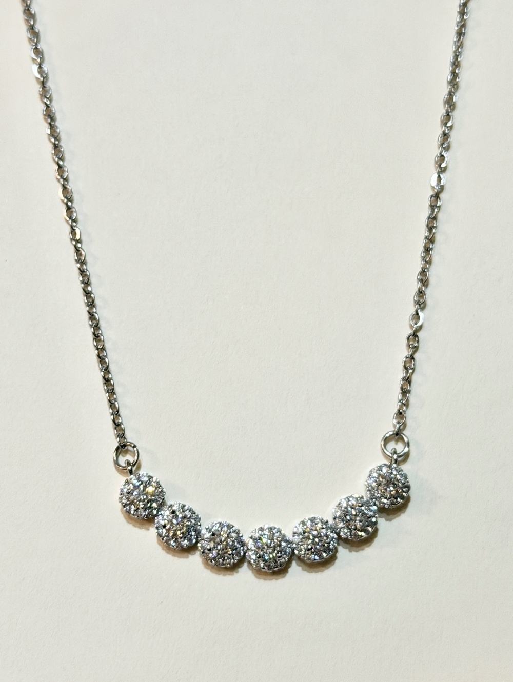 Moissanite authentic silver tone necklace 16”-18” New N3